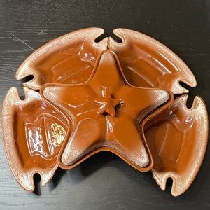 Vintage Rio Grande 6-piece Ceramic serving set, Made in Dallas TX 1955, Brown